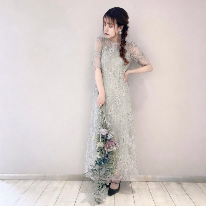 【kaene】スパンコールアネモネドレス